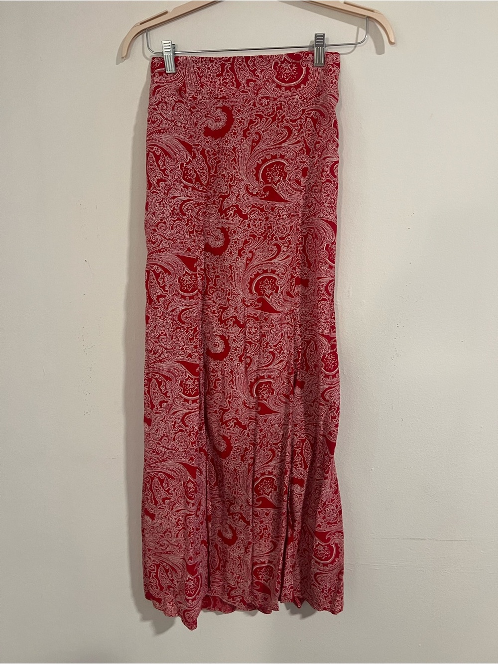 Red Bandana Print Maxi Skirt - Women's Flowing Skirt